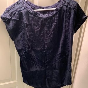 Navy lace detail shirt